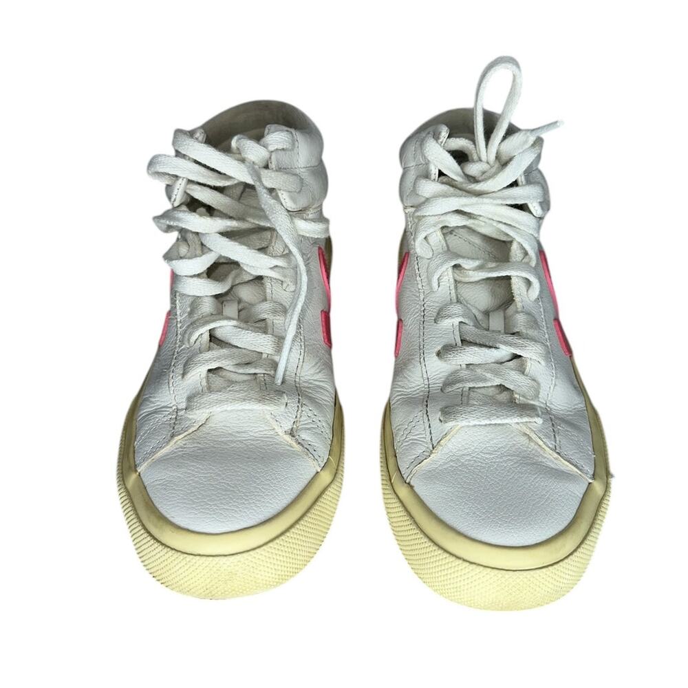 Veja Minotaur Women's High Top Leather White and Pink Sneakers Shoes Size 5 - Picture 4 of 12